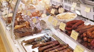 Czech sausage at farmer's shop